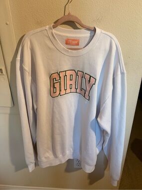 The Toast Girly Crewneck Sweatshirt White Pink Graphic Size XL